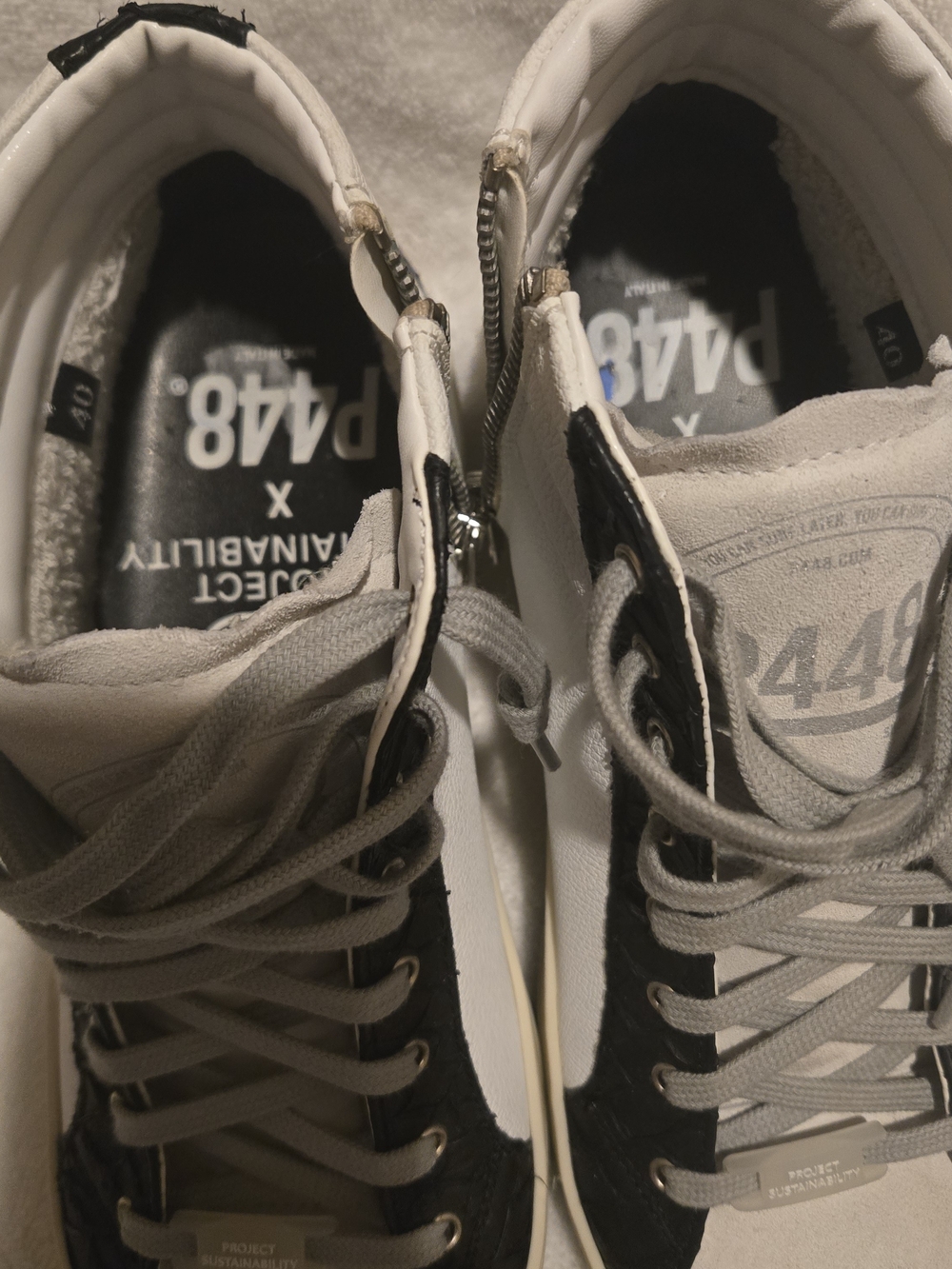 P448 Men’s White & Gray High-Top Sneaker
